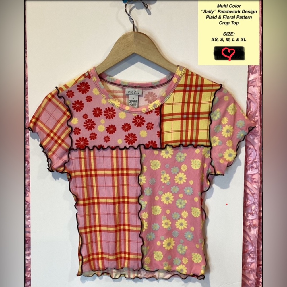 🐣 Rue21 Womens Teens Crop Top Shirt Multi Color Size XS